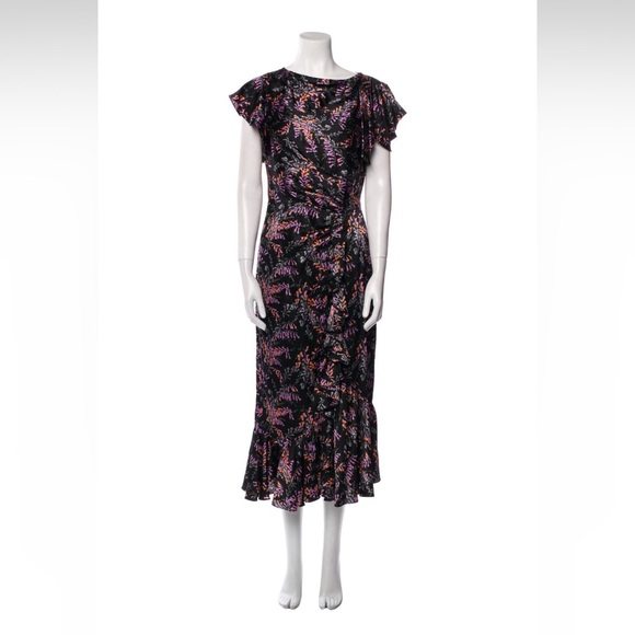 Cinq A Sept Nannon Floral Short Sleeve Dress size 4 midi as seen on tv - Picture 3 of 6